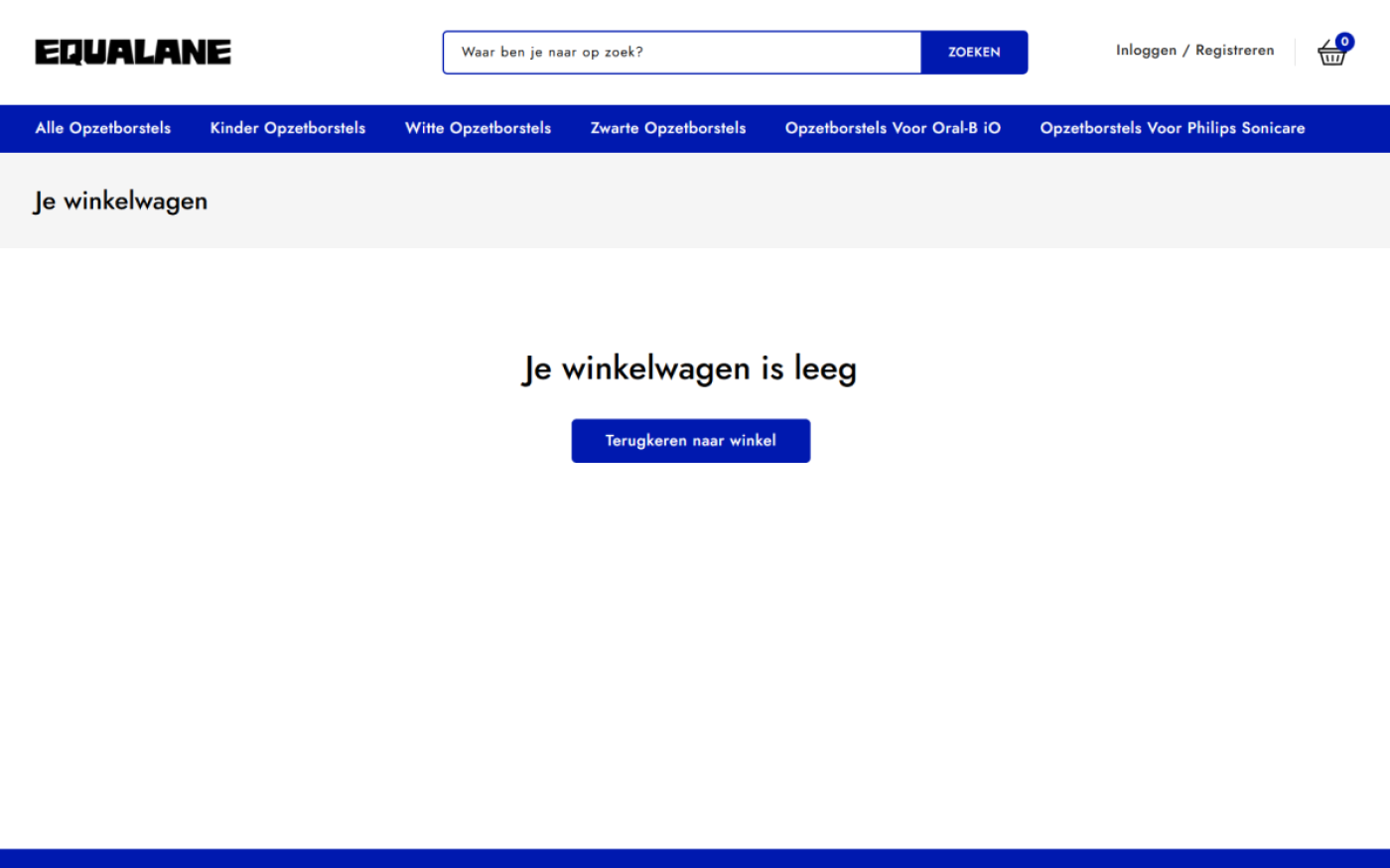 Winkelwagenpagina van de Shopify-webshop equalane.nl, de stap voor checkout